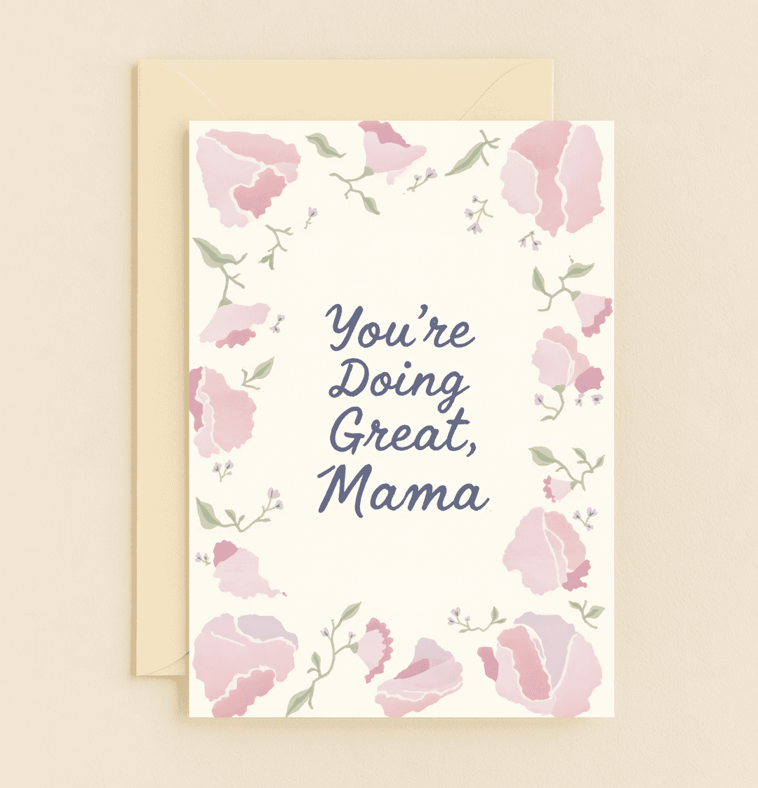 Celebrate Mother's Day with a heartfelt card adorned with watercolor pink flowers and a loving message, perfect for the super mom in your life.