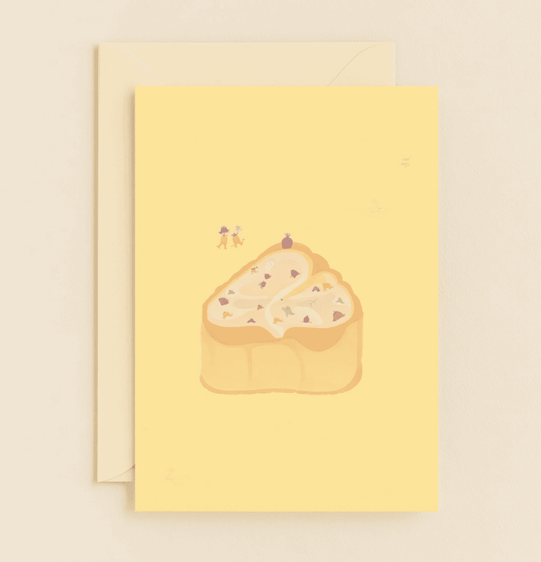 Celebrate a whimsical birthday with a playful cake adventure, featuring cartoon creatures, fruity swirls, and a surprise apple atop a pastel palette.