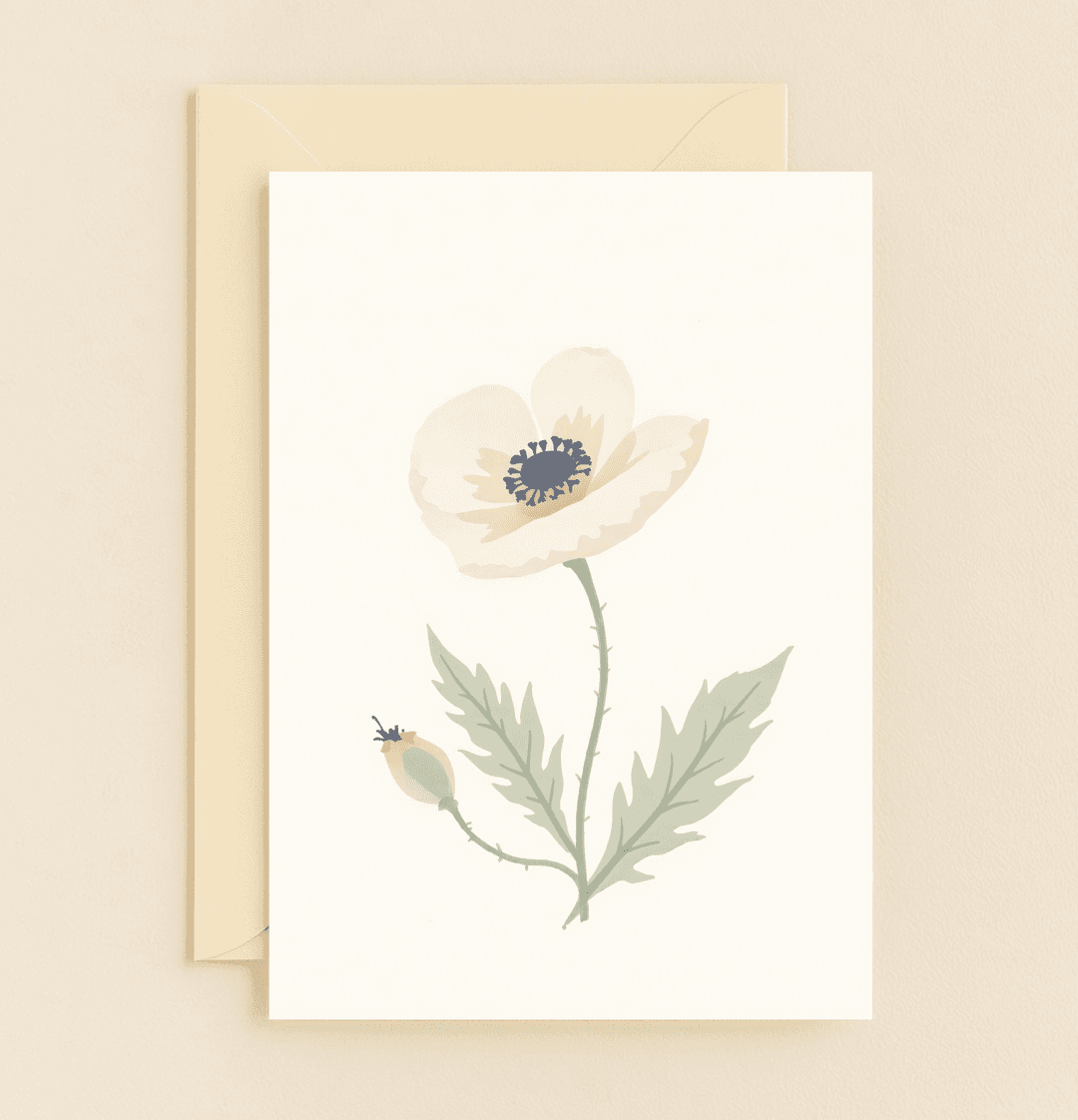 Celebrate Mother's Day with a minimalist card featuring a delicate poppy illustration, perfect for moms who love gardening and botanical beauty.