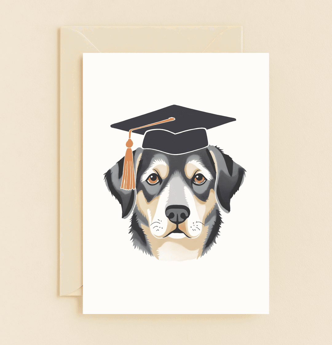 Celebrate their "paw-some" milestone with this whimsical card featuring a pup in a graduation cap, perfect for dog lovers with a sense of humor!.