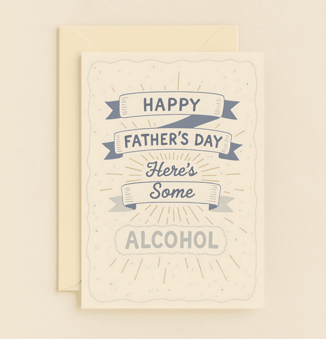 Celebrate Father's Day with a vintage-inspired card featuring playful banners and stars, perfect for dads who enjoy a humorous nod to relaxation and spirits.