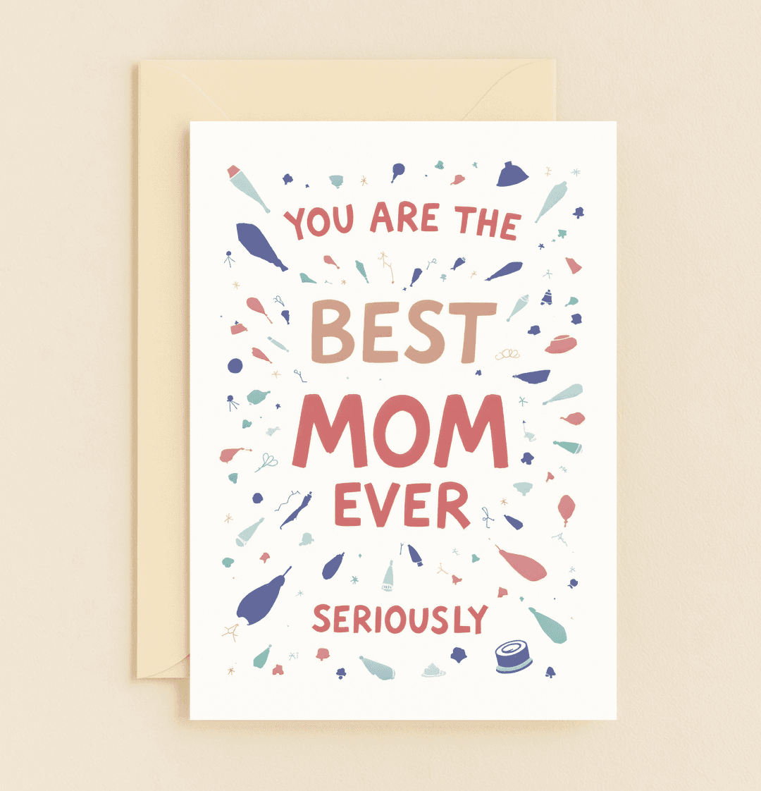 Celebrate Mother's Day with our "Cheers to Super Mom!" card, featuring playful wine-themed illustrations and heartfelt humor for the best mom ever.