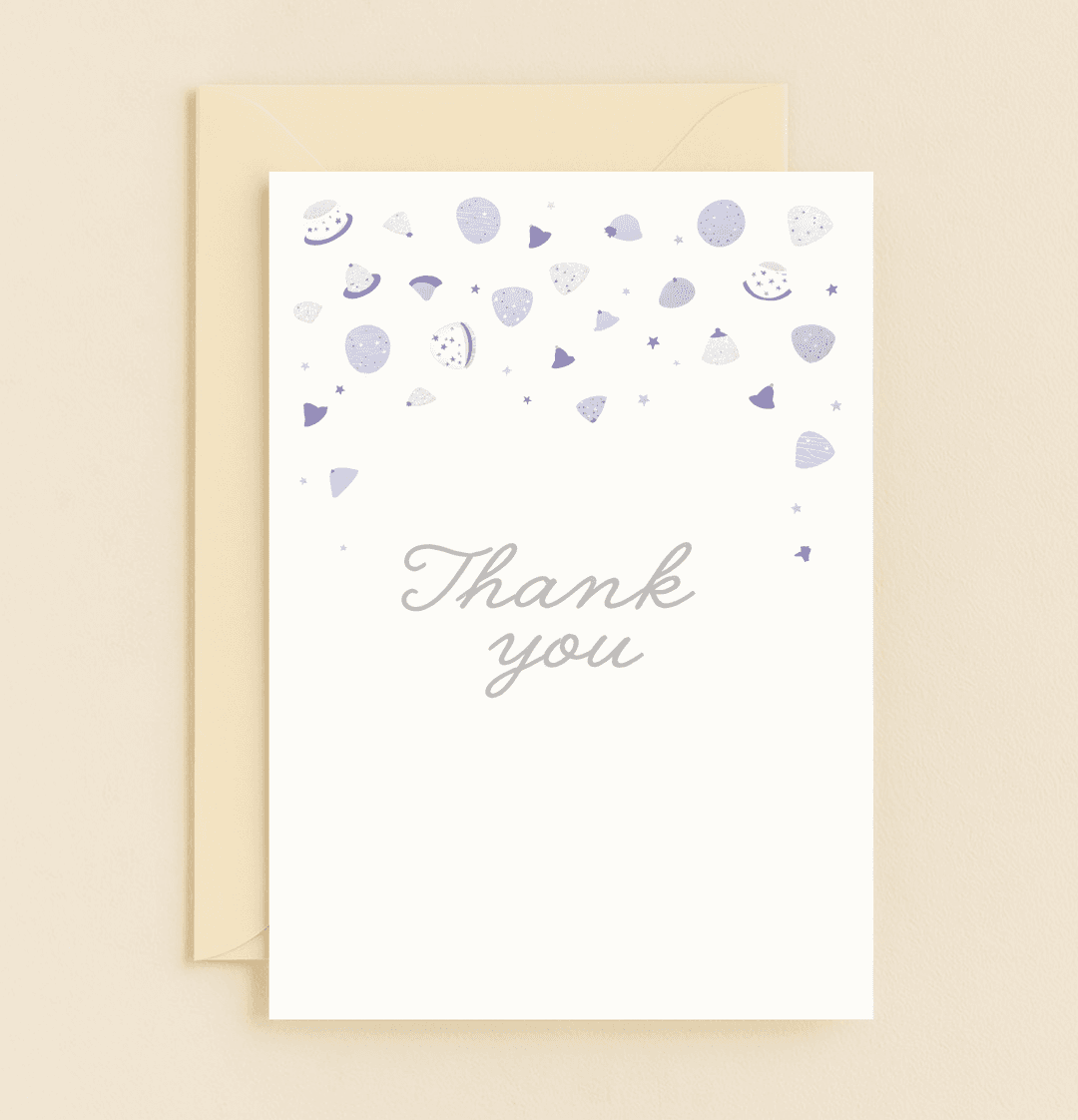 Express cosmic appreciation with our "Cosmic Gratitude" card, featuring a minimalist celestial design and elegant cursive, perfect for thanking across the universe.