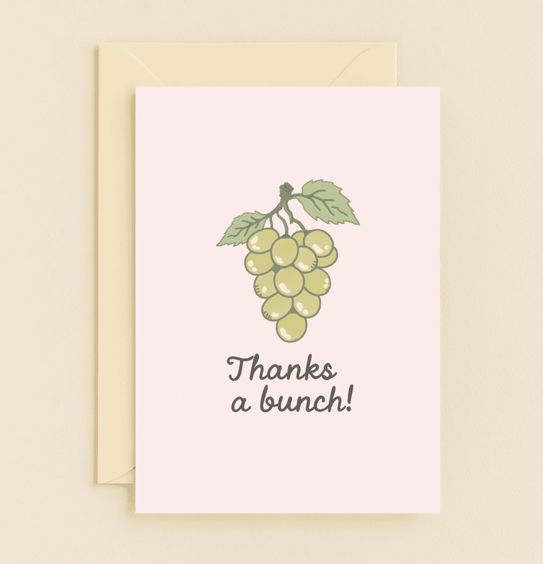 Express your gratitude with a playful touch using this grape-themed thank you card, featuring charming cartoon grapes and a delightful pun.