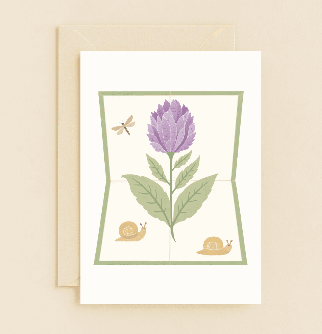 Celebrate Mother's Day with "Blooming Love and Gentle Whispers," a charming card featuring whimsical garden creatures and a vibrant floral design.
