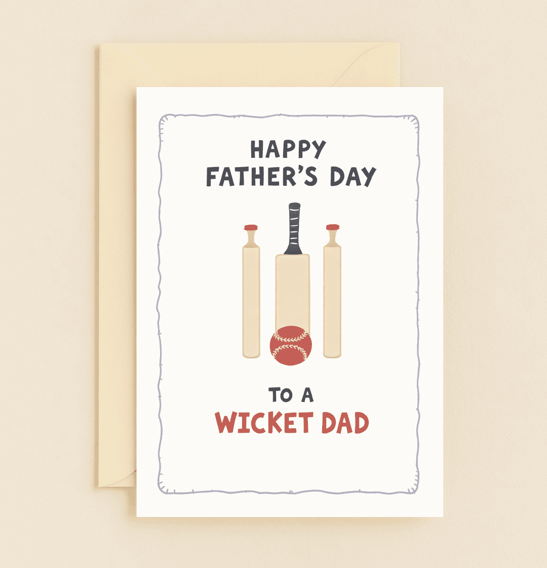 Celebrate your "wicket" dad this Father's Day with a playful cricket-themed card featuring clever wordplay and sporty charm.