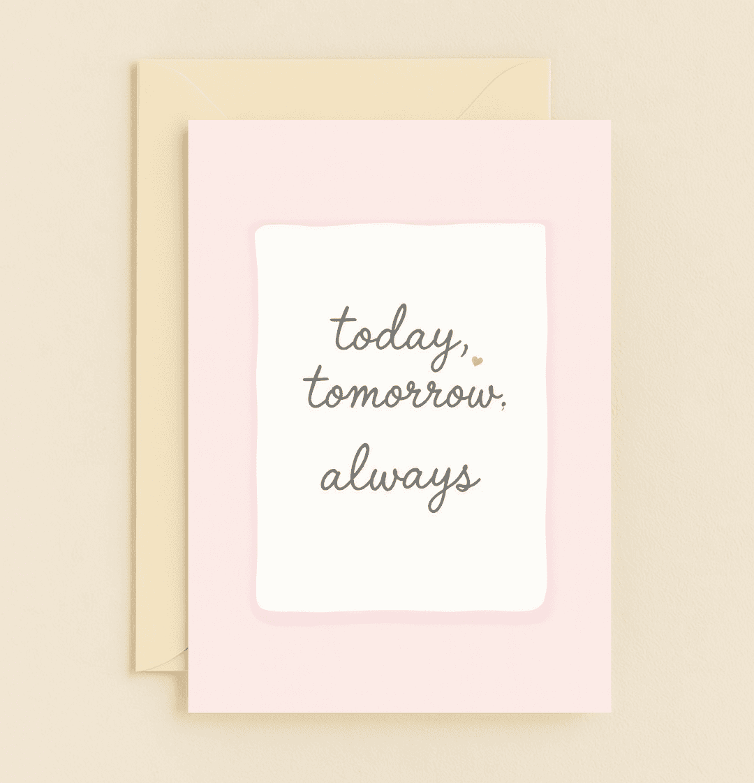 Celebrate enduring love with the "Forever In Our Hearts" anniversary card, featuring a minimalist pink design and heartfelt cursive sentiment.