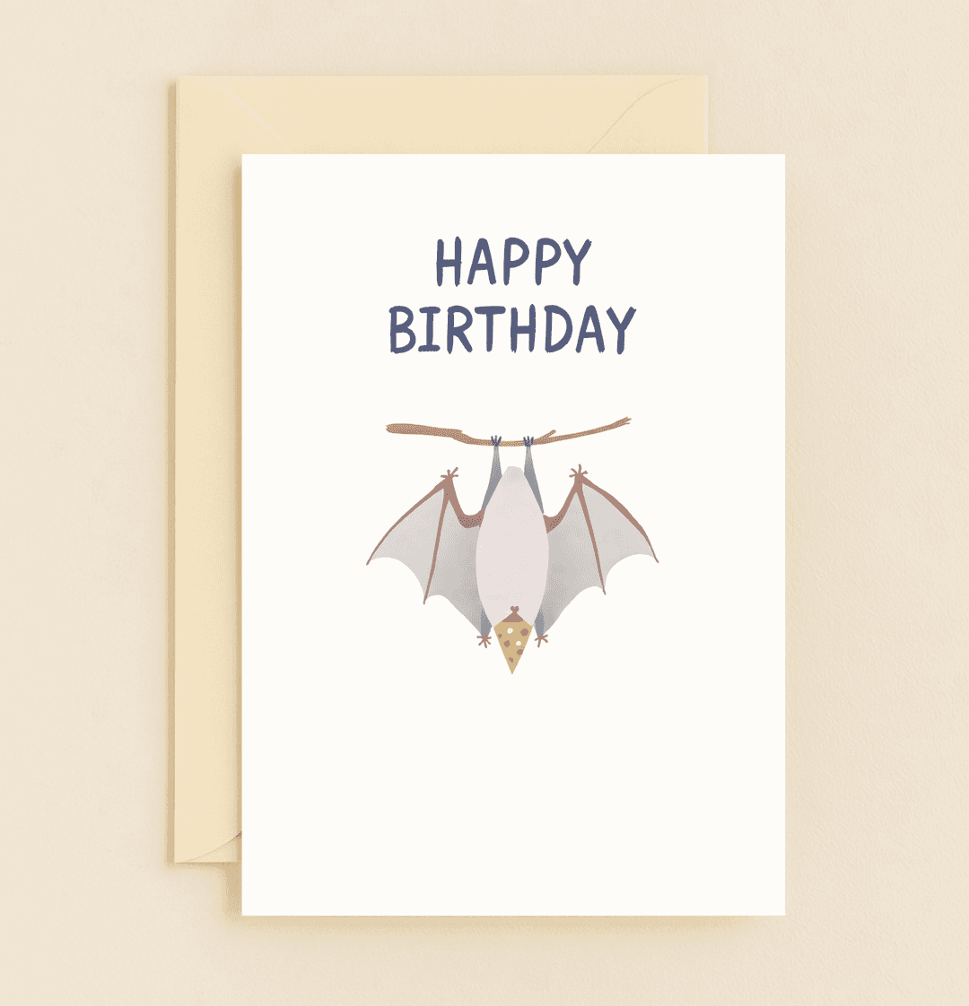 Celebrate with a playful twist using our "Hanging Out for Your Birthday Bash!" card featuring a party-ready bat in a hat, perfect for a fun birthday surprise.