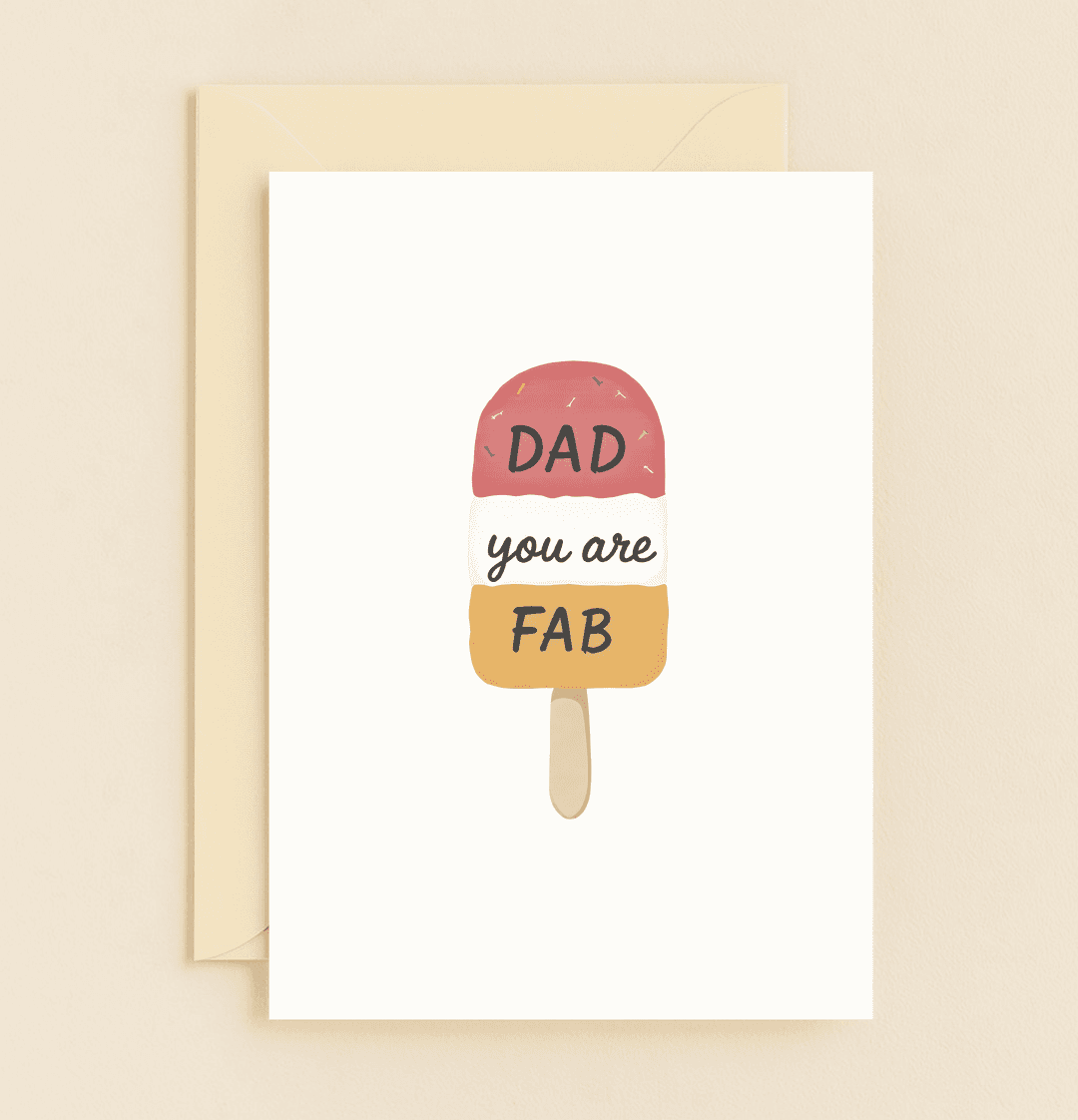 Celebrate Father's Day with a vibrant, pun-filled card featuring a colorful popsicle declaring your dad as a "cool" and "fab" treat!.