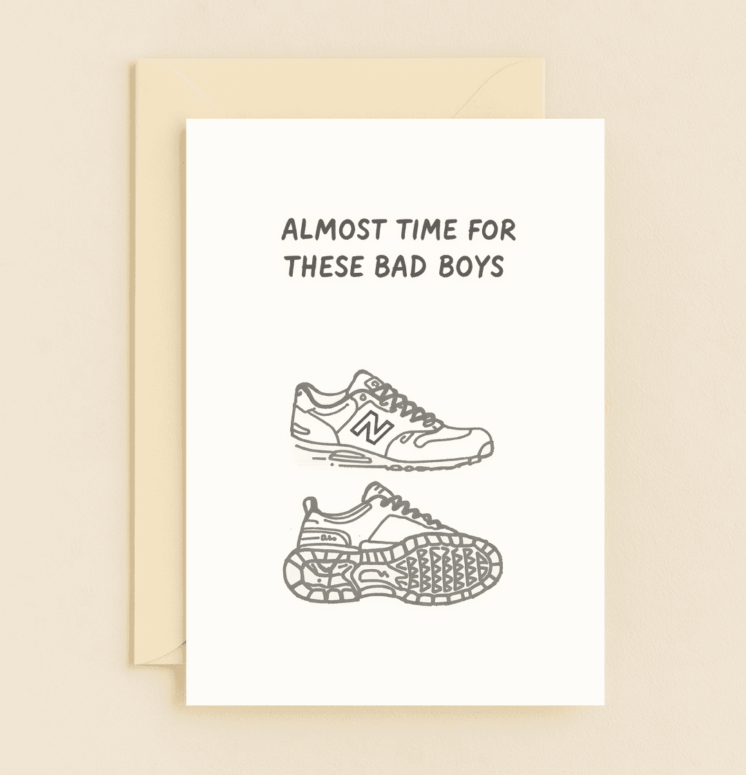 Celebrate Father's Day with a laugh using this sneaker-themed card, perfect for dads who love New Balance and a touch of humor in their style.