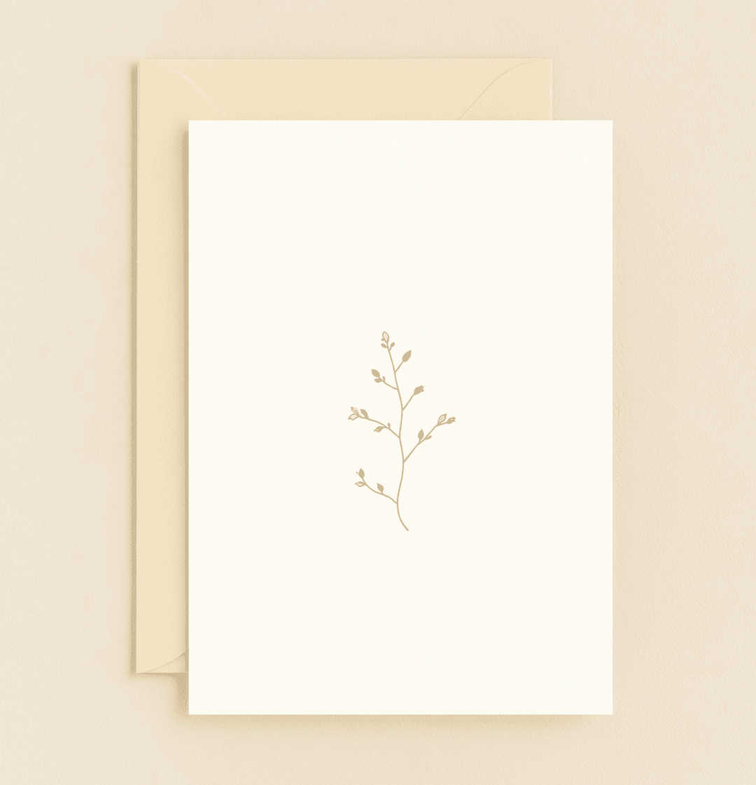 Express gratitude with elegance through this serene thank you card, featuring a minimalistic botanical illustration on a soft cream background.
