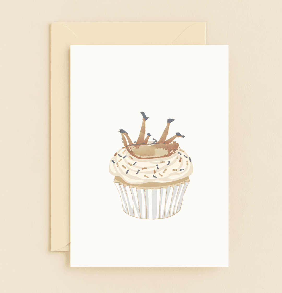 Celebrate with a twist of humor in our "Dive into Sweet Birthday Fun!" card, featuring a playful cupcake scene that packs a sprinkle of absurd joy.
