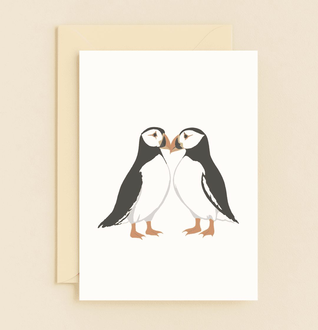 Celebrate your anniversary with "Puffin Love: Together Forever," a charming card featuring puffins in a tender embrace, perfect for lovers of humor and nature.