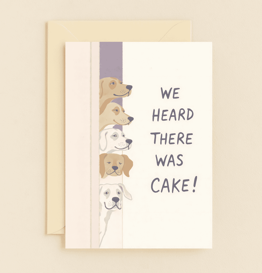 Celebrate a birthday with humor and charm with this playful dog-themed greeting card featuring curious cartoon pups and a fun cake pun.
