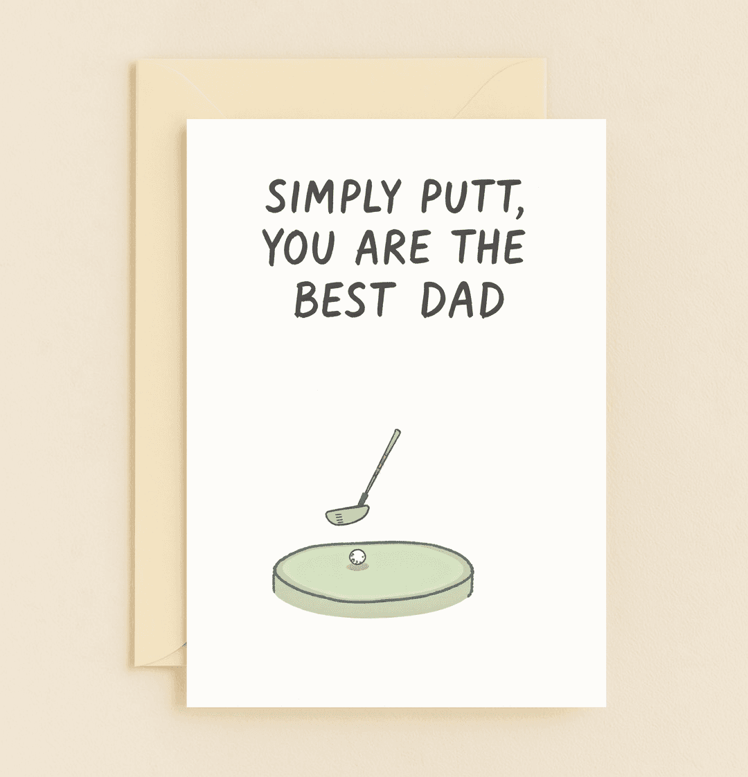 Celebrate Father's Day with a "Tee-rific Dad" card featuring playful golf-inspired puns and a charming minimalistic design perfect for golf-loving dads.