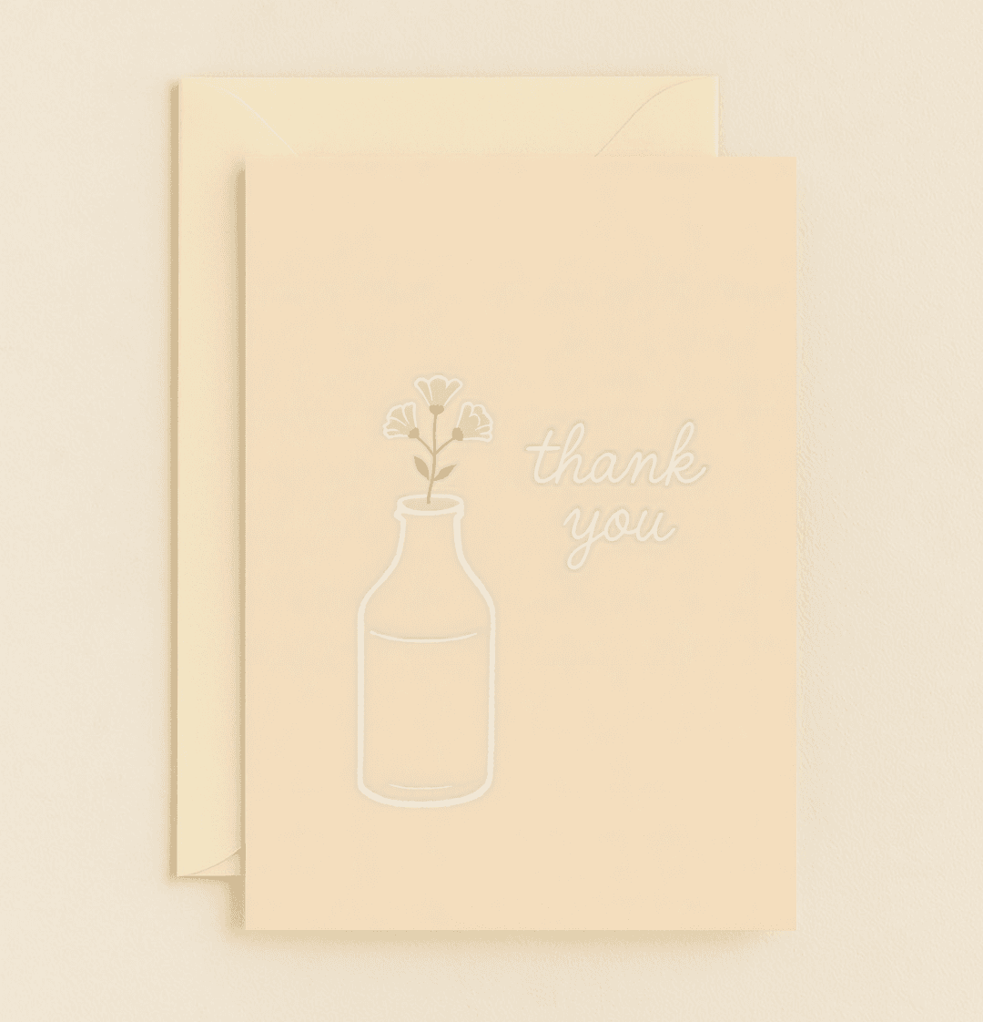 Express gratitude with this elegant thank-you card, featuring a minimalist design of wildflowers in a bottle on a soft beige background.