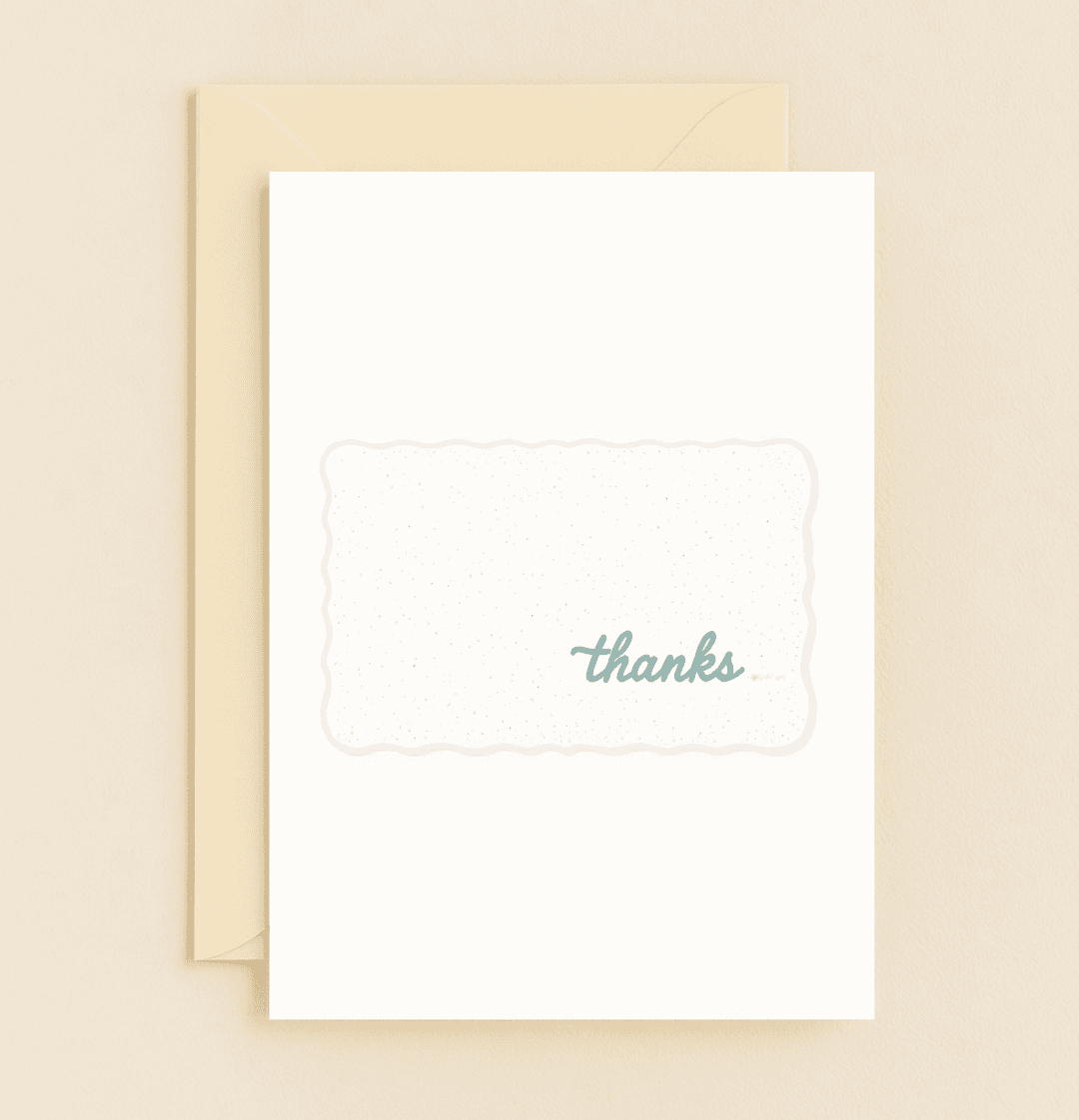 Express gratitude with the "Simple Elegance, Heartfelt Thanks" card, featuring a scalloped border and handwritten "thanks" for a touch of refined appreciation.