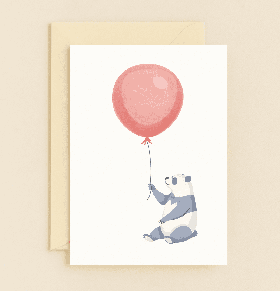 Celebrate a whimsical birthday with "Panda's Balloon Adventure Bliss!"βa charming card featuring a playful panda and vibrant red balloon.