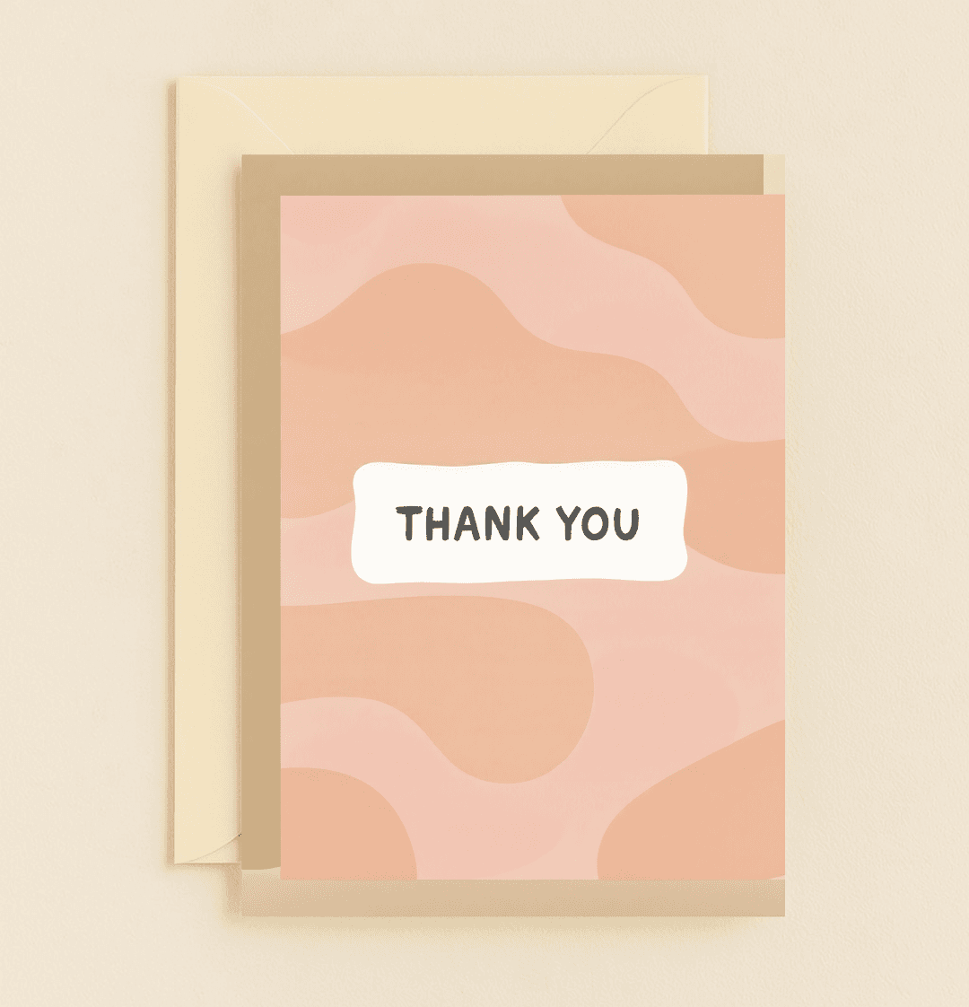 Express heartfelt thanks with our "Warm Waves of Gratitude" card, featuring a minimalist abstract design in soothing peach tones.