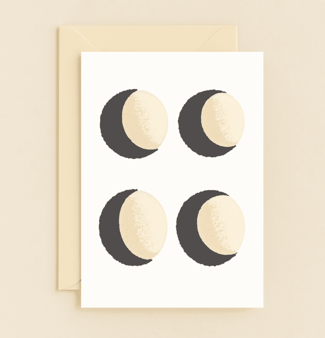 Celebrate your timeless love with this minimalist anniversary card featuring elegant lunar phases in a geometric pattern on a soft, hand-painted design.