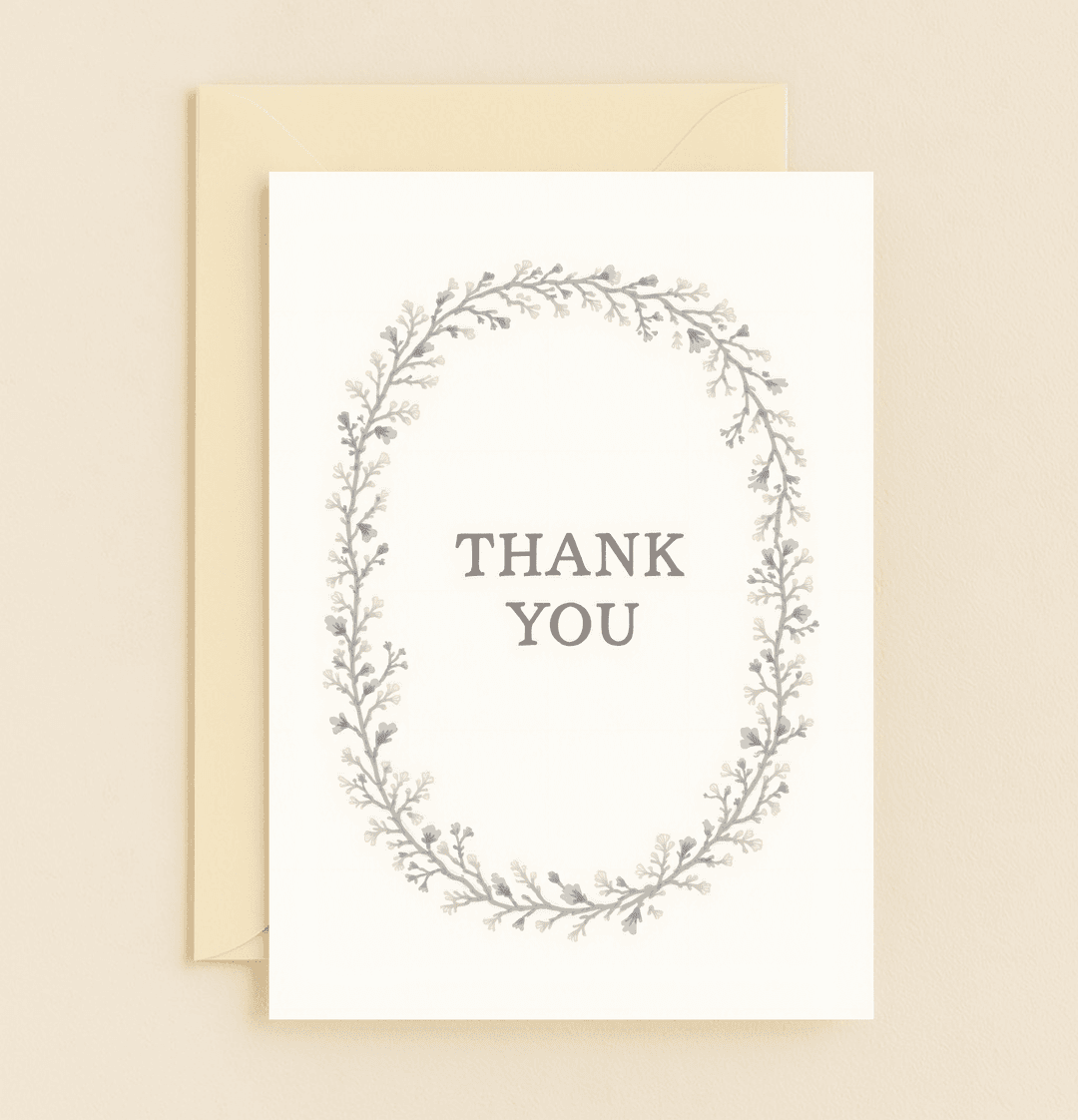 Express your gratitude with this elegant thank you card, featuring delicate floral branches and a sophisticated design in calming hues of purple and blue.