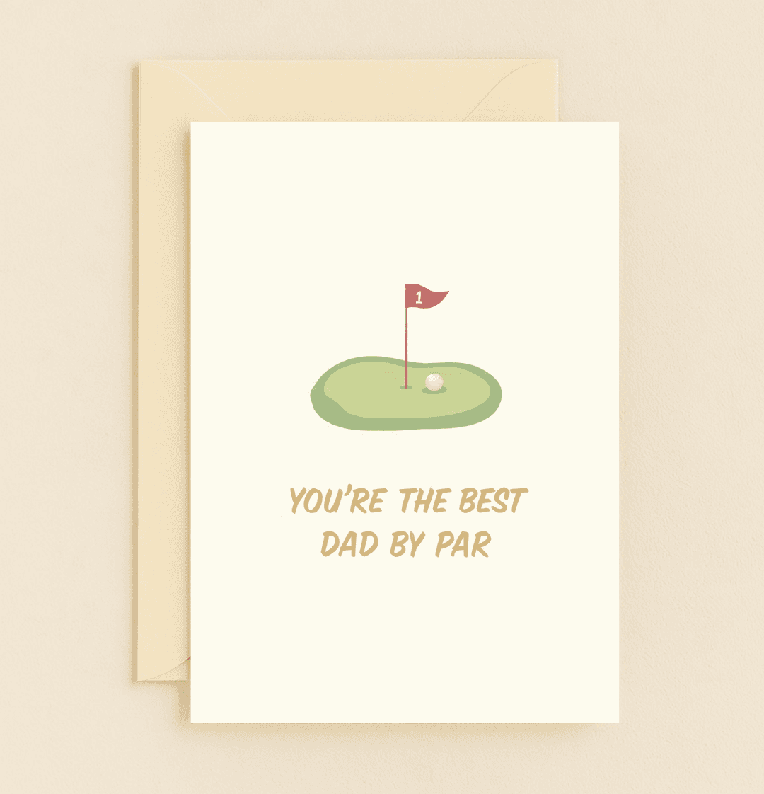 Celebrate Father's Day with a minimalist golf-themed card featuring clever wordplay: "Best Dad by Par," perfect for sports-loving dads.