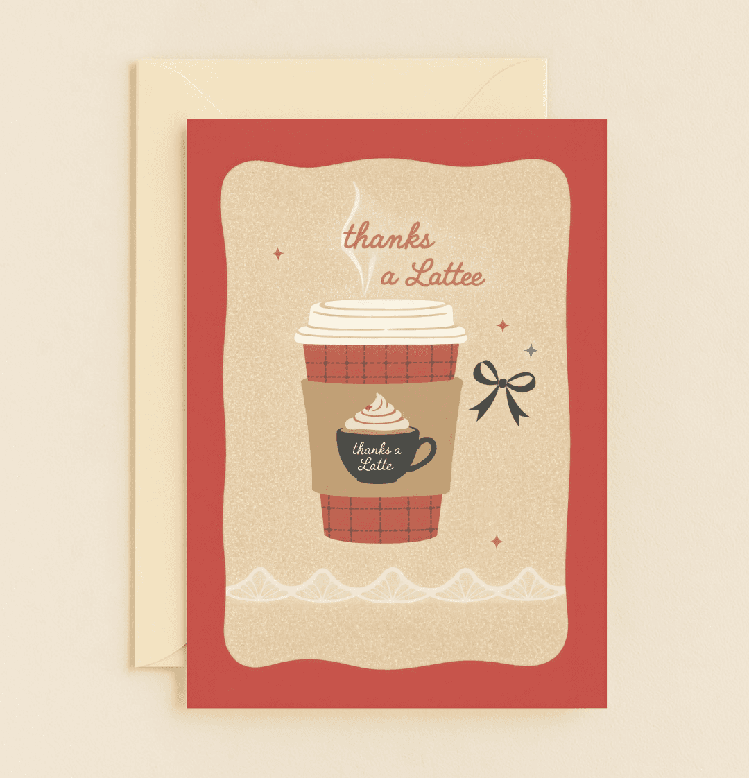 Express your heartfelt thanks with our "Brewed Gratitude: Thanks a Latte!" card, featuring playful coffee-themed wordplay and a cozy, warm design.