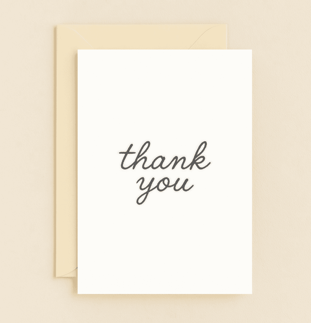 Express your gratitude with elegance using this minimalist thank you card featuring cursive text on a pristine white background.