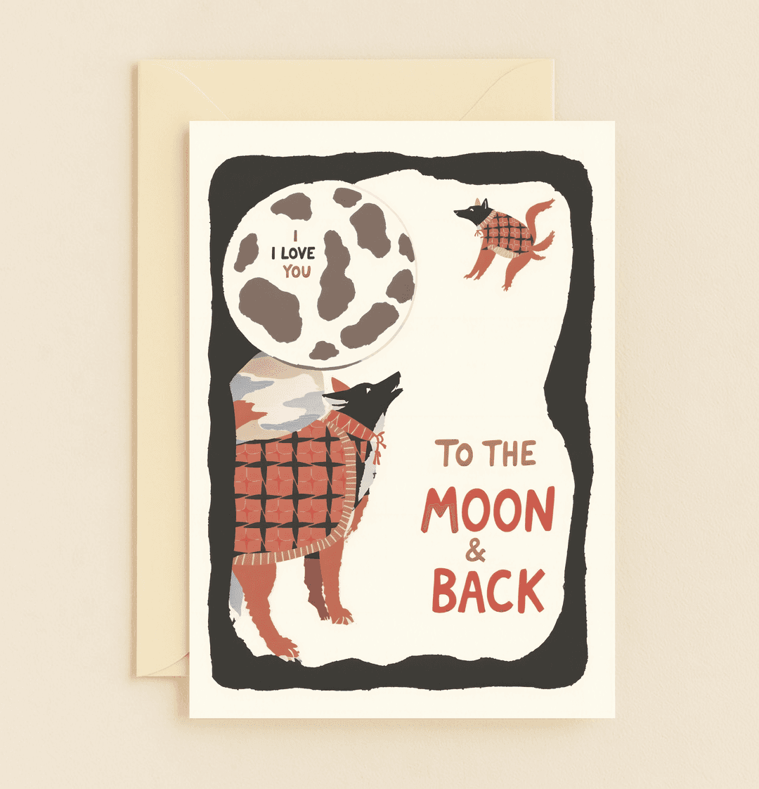 Celebrate Mother's Day with a whimsical card featuring cozy foxes and a playful moon, delivering a heartfelt message of love to the moon and back.
