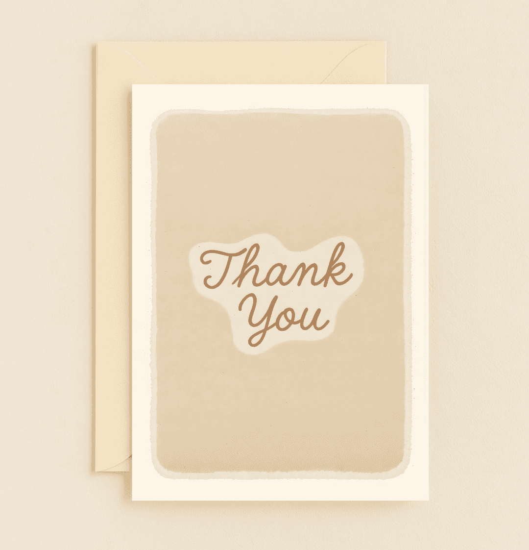 Express your gratitude with elegance using this beige and brown calligraphy card, perfect for conveying heartfelt thanks with its simple yet sophisticated design.