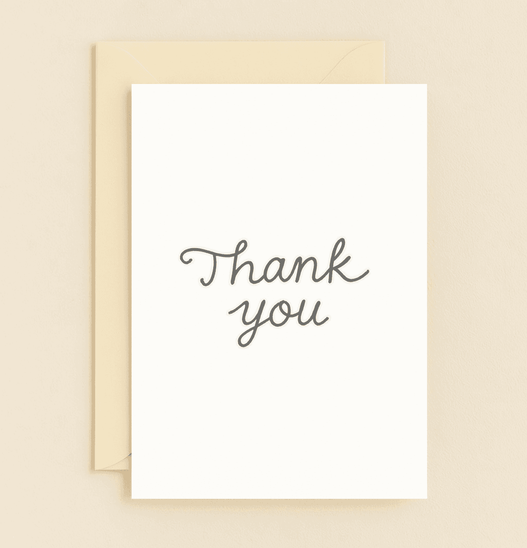 Express gratitude with sophistication through this minimalist card featuring "Thank you" in elegant cursive on a pristine white background.