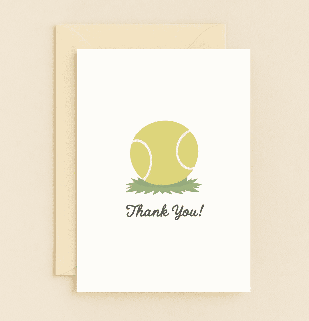 Express your gratitude with a playful twist through this tennis-themed thank you card, featuring a vibrant tennis ball and clever wordplay.