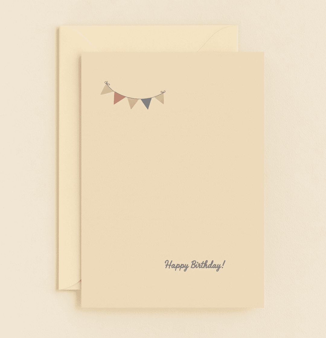 Celebrate their special day with a minimalist birthday card featuring pastel pennant flags and elegant cursive, perfect for those who love simple charm.