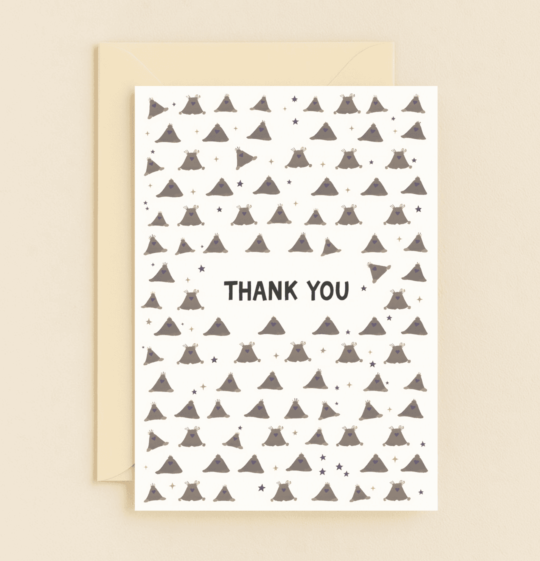 Express heartfelt thanks with this charming card featuring whimsical teepee shapes and twinkling stars, perfect for sharing your gratitude.