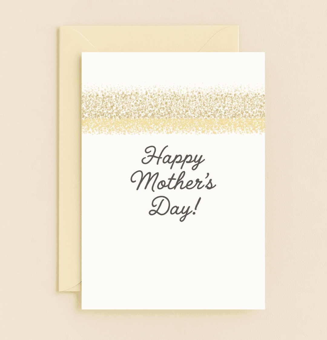 Celebrate Mother's Day with a dazzling card featuring gold glitter and elegant script, perfect for adding a touch of sparkle to her special day.