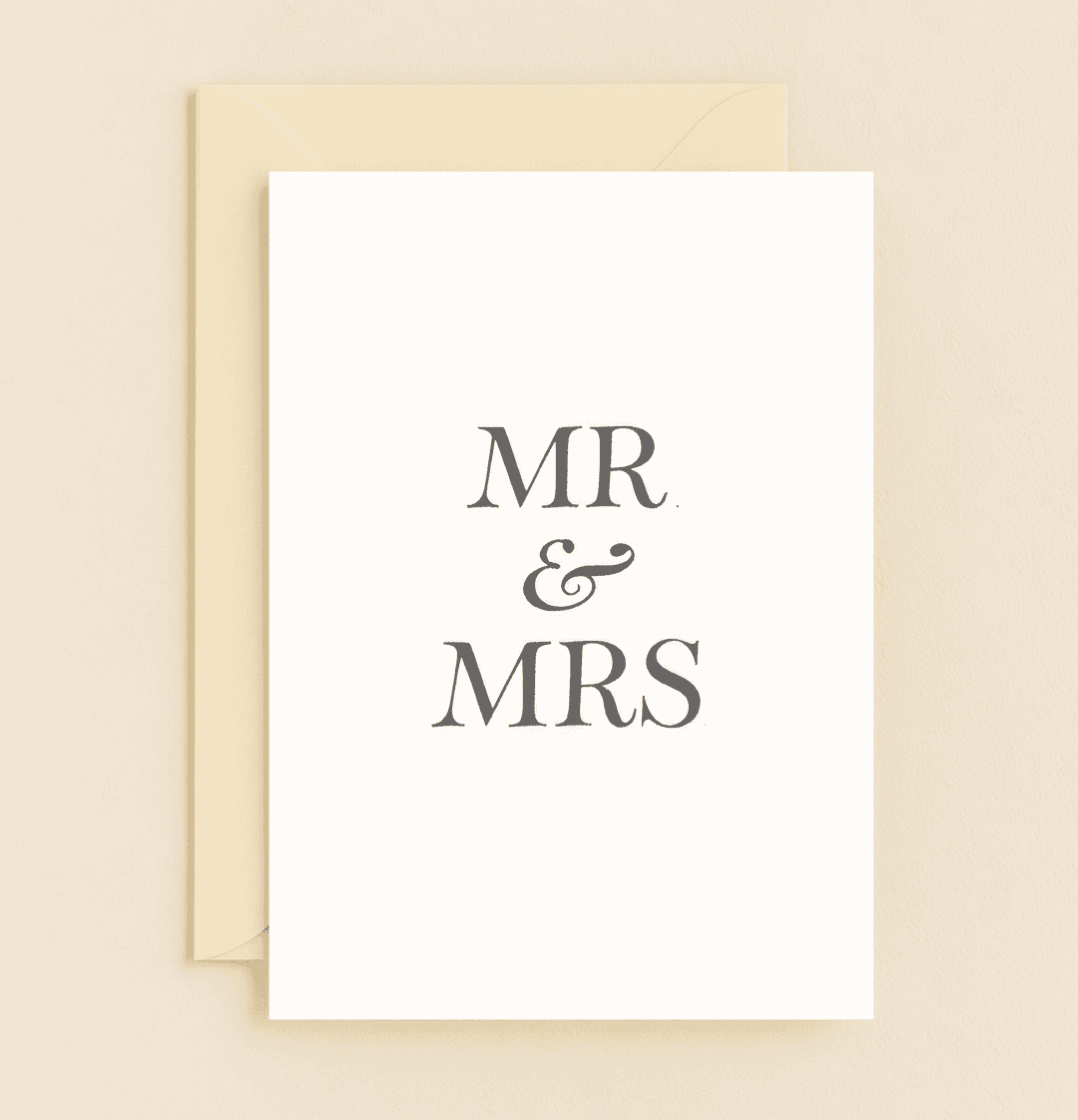 Celebrate your enduring love with this minimalist anniversary card featuring elegant "MR & MRS" typography on a timeless white backdrop.