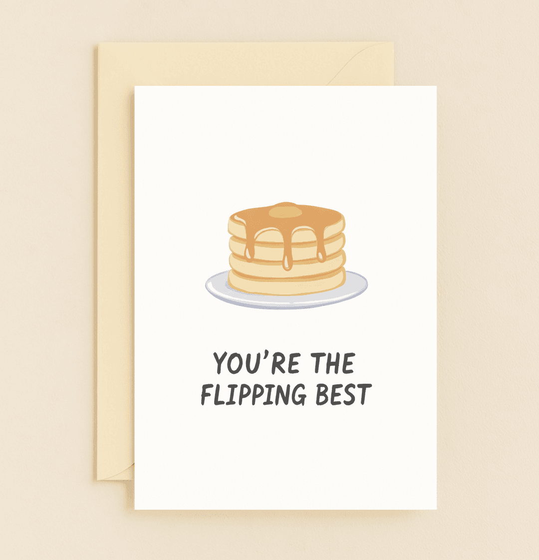 Express your gratitude with a stack of humor and syrupy sweetness in this playful pancake-themed thank you card.