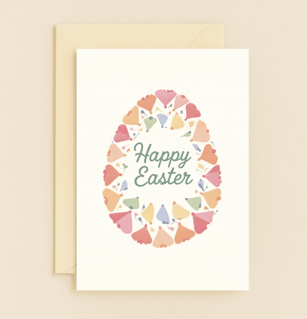 Celebrate Easter with a minimalistic card featuring a pastel mosaic egg and elegant script, perfect for spreading joy and warmth.