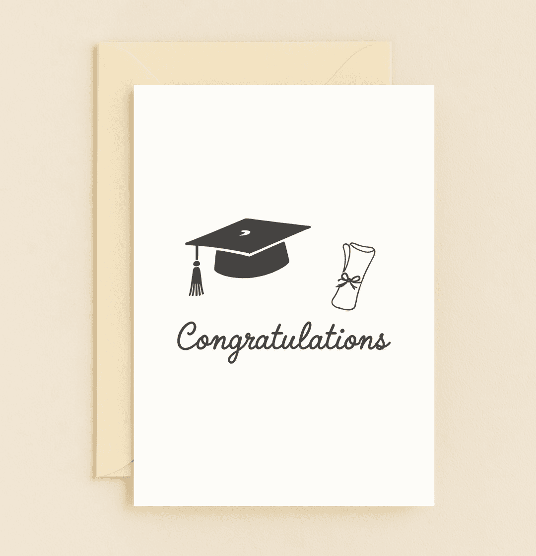 Celebrate academic achievement with our elegant "Hats Off to Your Success!" card featuring a stylish graduation cap and diploma design.